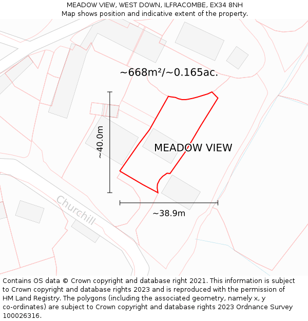 MEADOW VIEW, WEST DOWN, ILFRACOMBE, EX34 8NH: Plot and title map