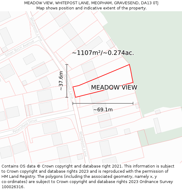 MEADOW VIEW, WHITEPOST LANE, MEOPHAM, GRAVESEND, DA13 0TJ: Plot and title map