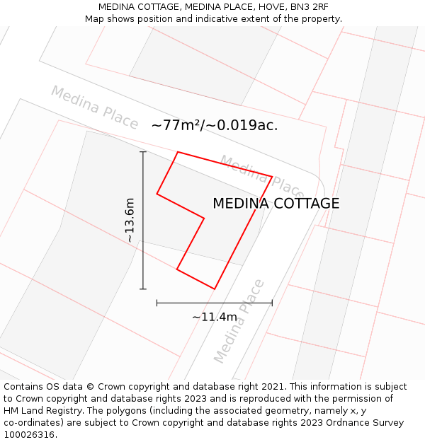 MEDINA COTTAGE, MEDINA PLACE, HOVE, BN3 2RF: Plot and title map