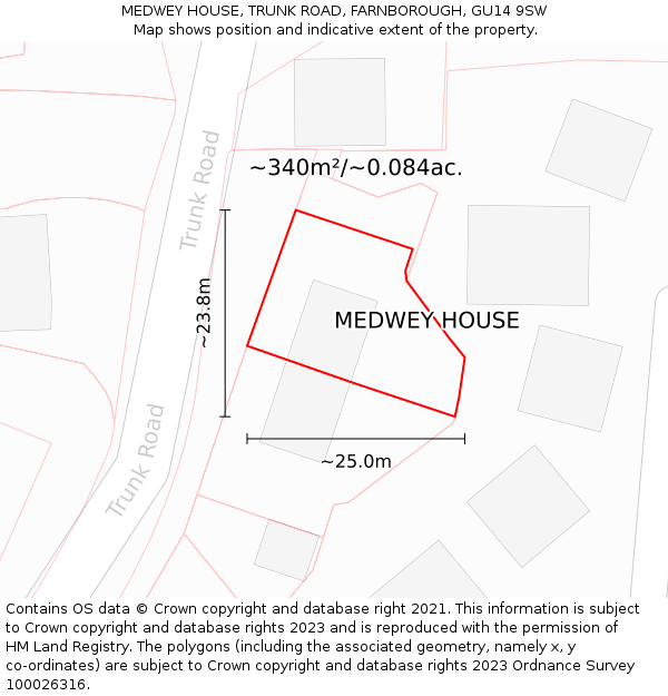 MEDWEY HOUSE, TRUNK ROAD, FARNBOROUGH, GU14 9SW: Plot and title map