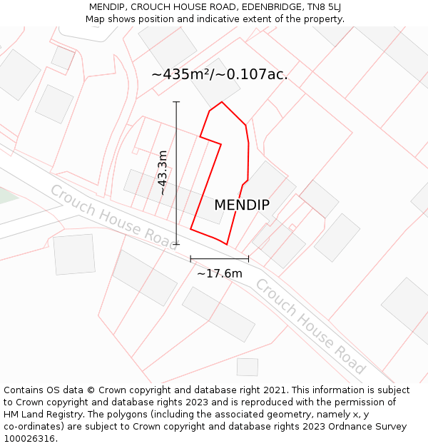 MENDIP, CROUCH HOUSE ROAD, EDENBRIDGE, TN8 5LJ: Plot and title map