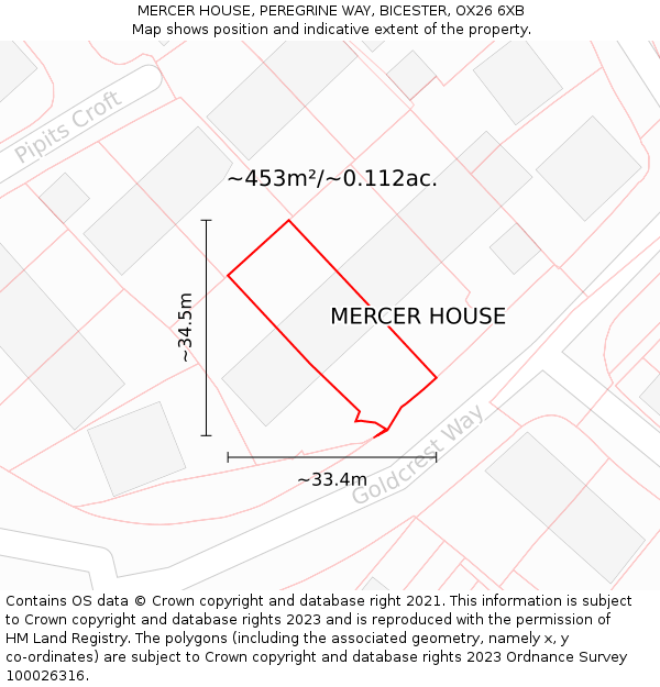 MERCER HOUSE, PEREGRINE WAY, BICESTER, OX26 6XB: Plot and title map