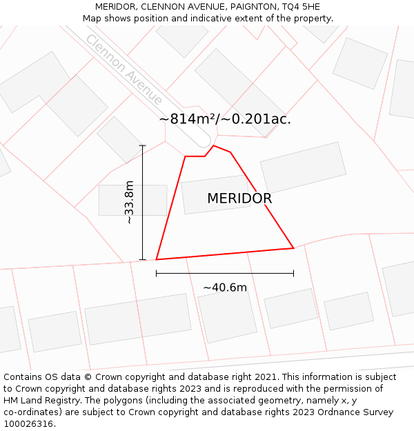 MERIDOR, CLENNON AVENUE, PAIGNTON, TQ4 5HE: Plot and title map
