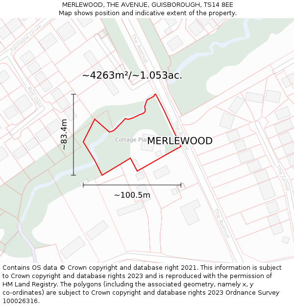 MERLEWOOD, THE AVENUE, GUISBOROUGH, TS14 8EE: Plot and title map