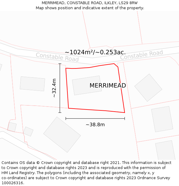 MERRIMEAD, CONSTABLE ROAD, ILKLEY, LS29 8RW: Plot and title map