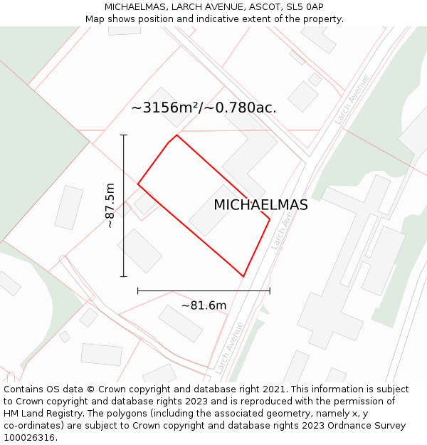 MICHAELMAS, LARCH AVENUE, ASCOT, SL5 0AP: Plot and title map