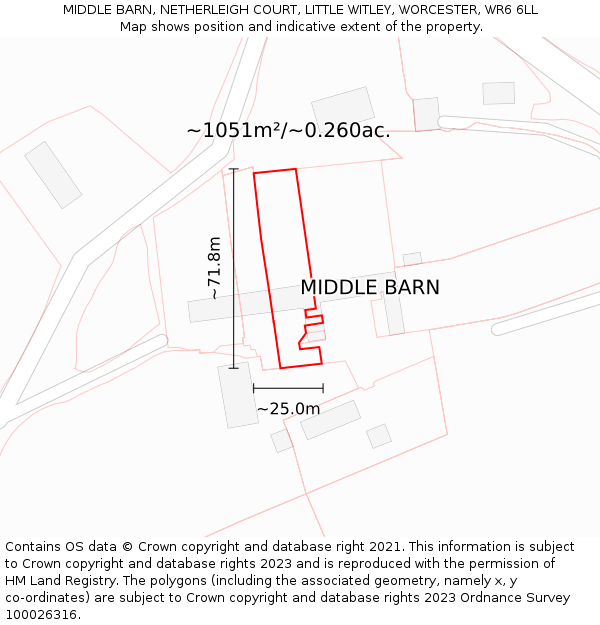 MIDDLE BARN, NETHERLEIGH COURT, LITTLE WITLEY, WORCESTER, WR6 6LL: Plot and title map