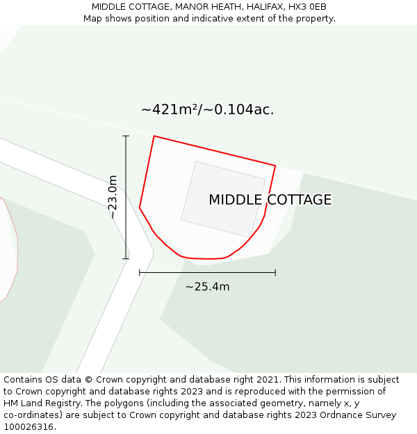 MIDDLE COTTAGE, MANOR HEATH, HALIFAX, HX3 0EB: Plot and title map