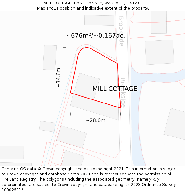 MILL COTTAGE, EAST HANNEY, WANTAGE, OX12 0JJ: Plot and title map