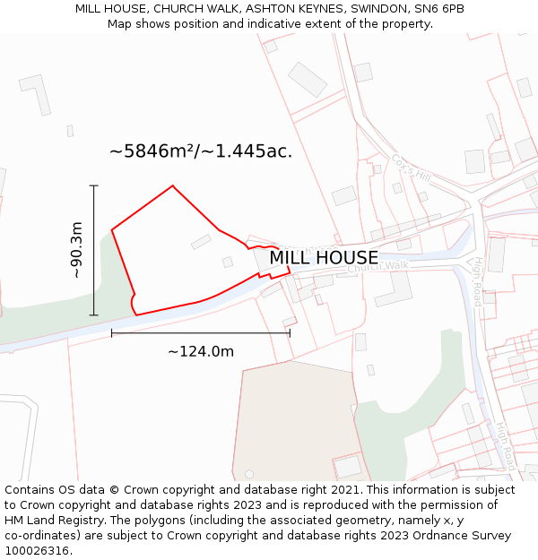 MILL HOUSE, CHURCH WALK, ASHTON KEYNES, SWINDON, SN6 6PB: Plot and title map