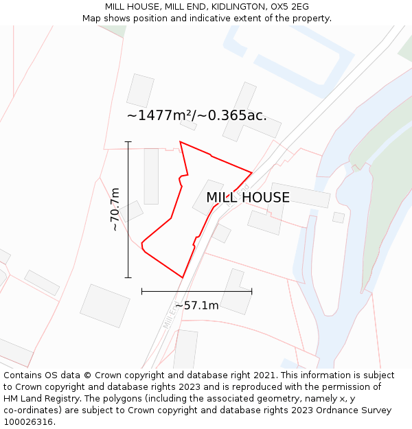 MILL HOUSE, MILL END, KIDLINGTON, OX5 2EG: Plot and title map