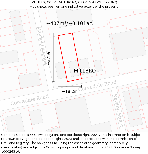 MILLBRO, CORVEDALE ROAD, CRAVEN ARMS, SY7 9NQ: Plot and title map