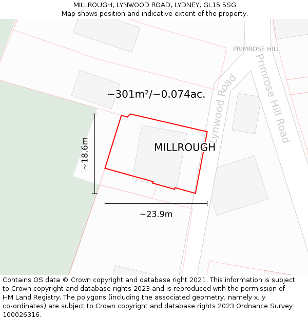 MILLROUGH, LYNWOOD ROAD, LYDNEY, GL15 5SG: Plot and title map