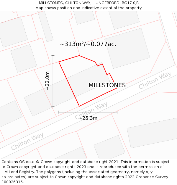 MILLSTONES, CHILTON WAY, HUNGERFORD, RG17 0JR: Plot and title map