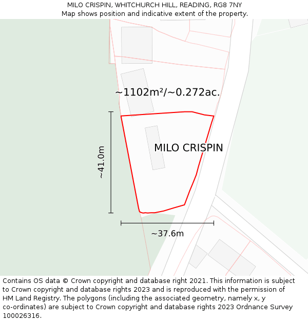 MILO CRISPIN, WHITCHURCH HILL, READING, RG8 7NY: Plot and title map