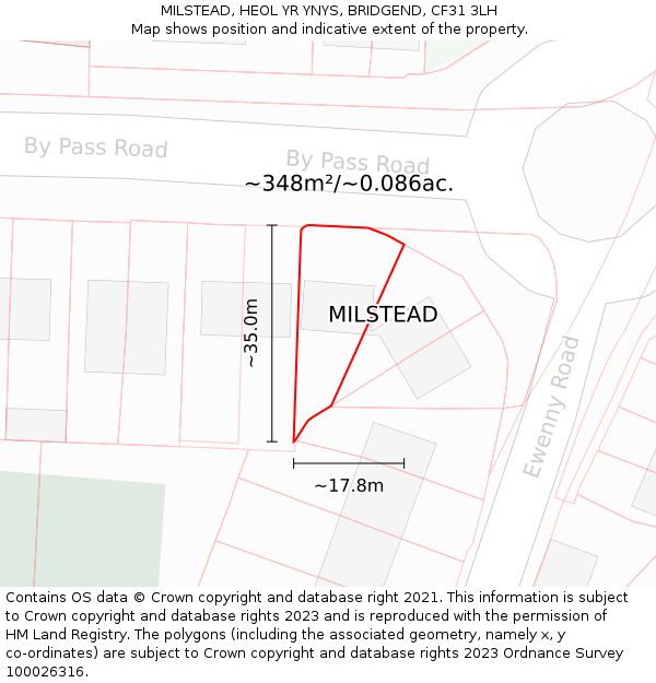 MILSTEAD, HEOL YR YNYS, BRIDGEND, CF31 3LH: Plot and title map