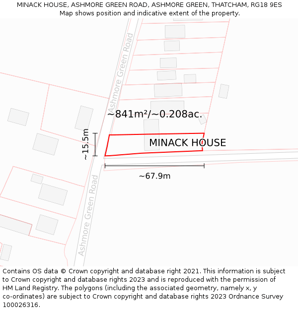 MINACK HOUSE, ASHMORE GREEN ROAD, ASHMORE GREEN, THATCHAM, RG18 9ES: Plot and title map