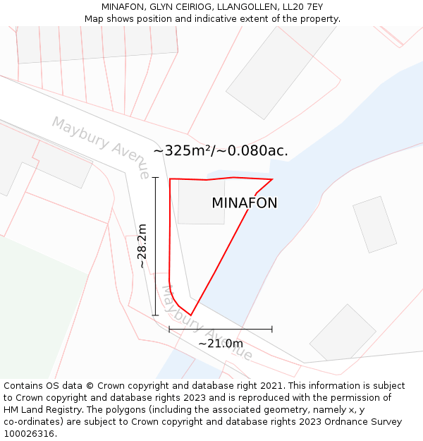 MINAFON, GLYN CEIRIOG, LLANGOLLEN, LL20 7EY: Plot and title map