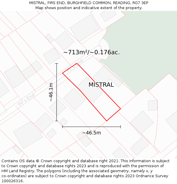 MISTRAL, FIRS END, BURGHFIELD COMMON, READING, RG7 3EP: Plot and title map