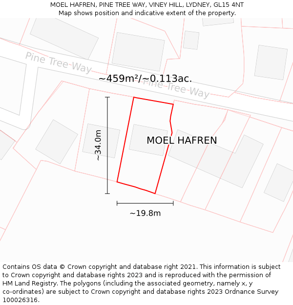 MOEL HAFREN, PINE TREE WAY, VINEY HILL, LYDNEY, GL15 4NT: Plot and title map