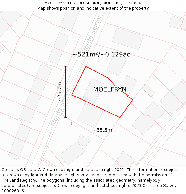 MOELFRYN, FFORDD SEIRIOL, MOELFRE, LL72 8LW: Plot and title map