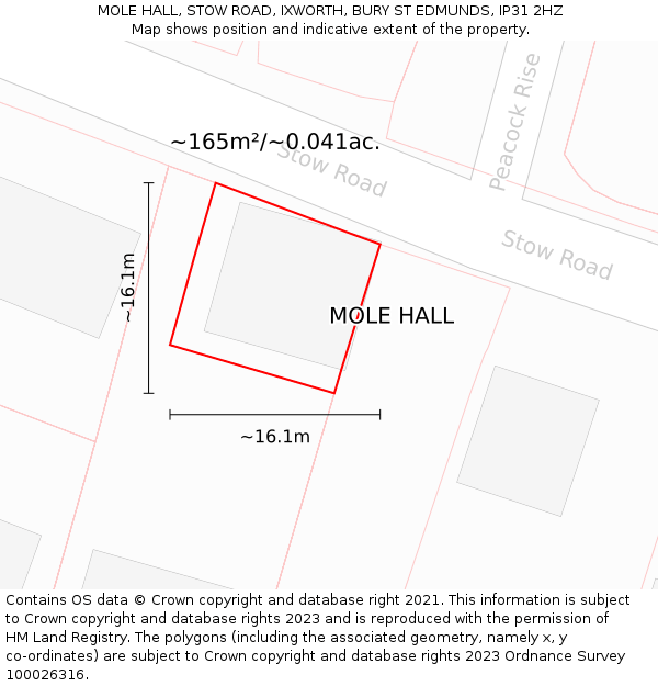 MOLE HALL, STOW ROAD, IXWORTH, BURY ST EDMUNDS, IP31 2HZ: Plot and title map