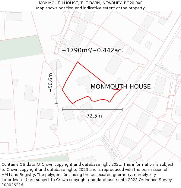MONMOUTH HOUSE, TILE BARN, NEWBURY, RG20 9XE: Plot and title map