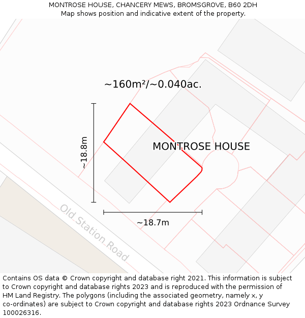 MONTROSE HOUSE, CHANCERY MEWS, BROMSGROVE, B60 2DH: Plot and title map