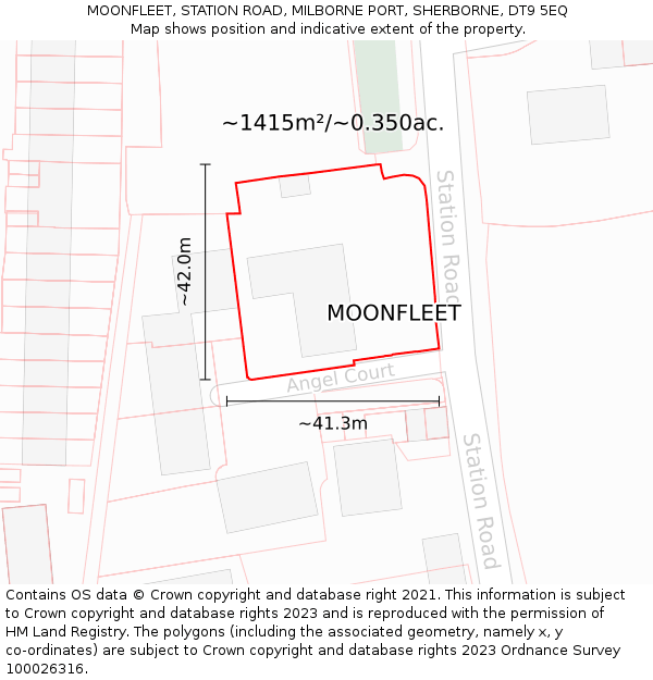 MOONFLEET, STATION ROAD, MILBORNE PORT, SHERBORNE, DT9 5EQ: Plot and title map