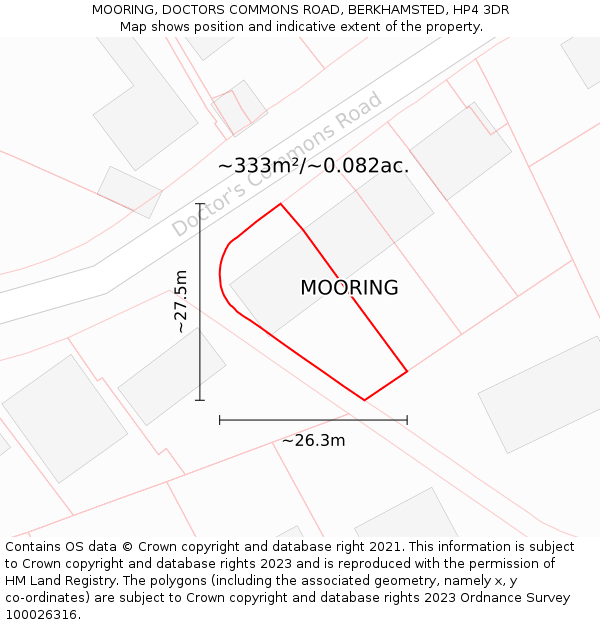 MOORING, DOCTORS COMMONS ROAD, BERKHAMSTED, HP4 3DR: Plot and title map