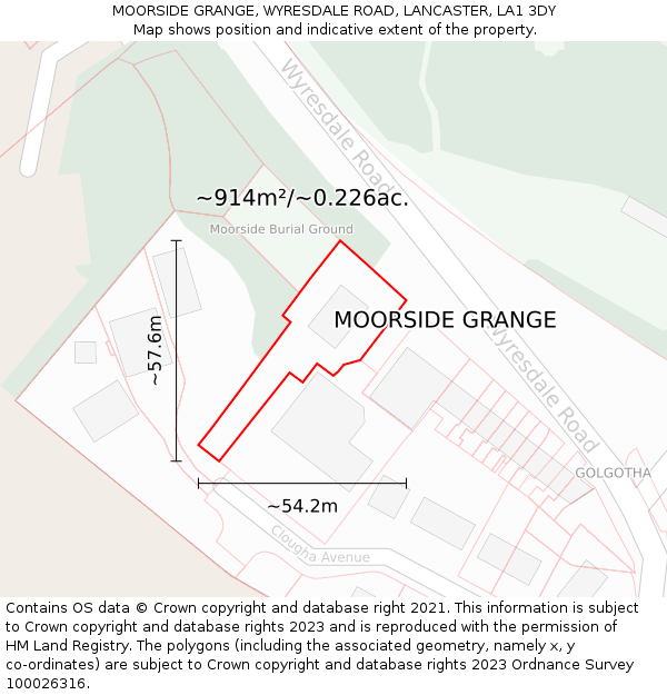 MOORSIDE GRANGE, WYRESDALE ROAD, LANCASTER, LA1 3DY: Plot and title map