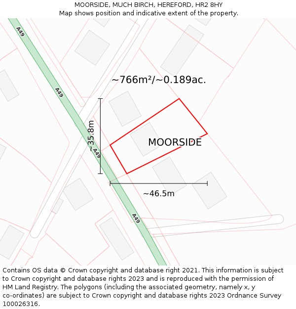 MOORSIDE, MUCH BIRCH, HEREFORD, HR2 8HY: Plot and title map