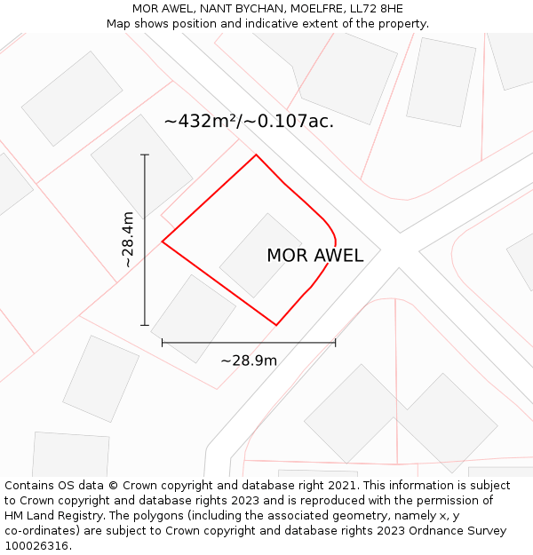 MOR AWEL, NANT BYCHAN, MOELFRE, LL72 8HE: Plot and title map