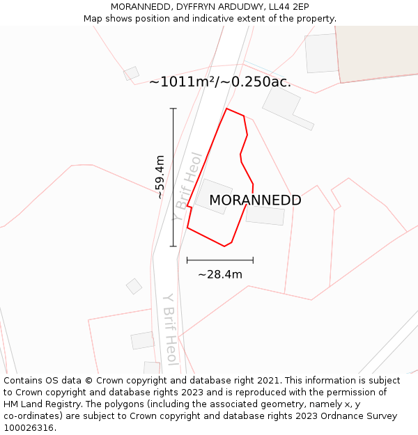 MORANNEDD, DYFFRYN ARDUDWY, LL44 2EP: Plot and title map