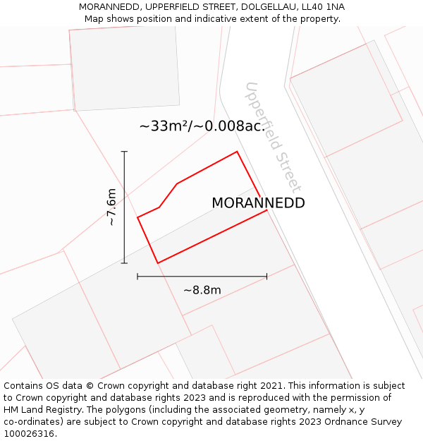 MORANNEDD, UPPERFIELD STREET, DOLGELLAU, LL40 1NA: Plot and title map