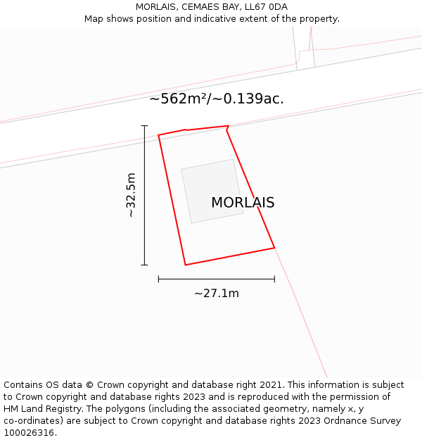 MORLAIS, CEMAES BAY, LL67 0DA: Plot and title map