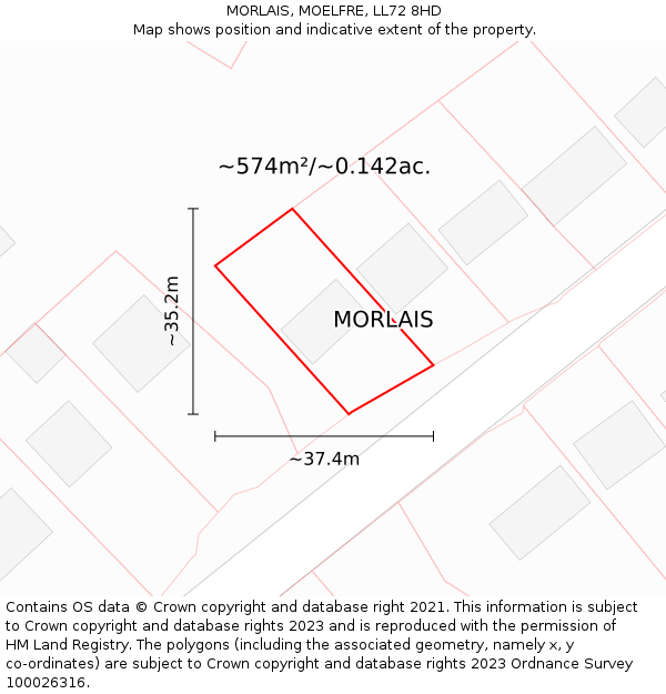 MORLAIS, MOELFRE, LL72 8HD: Plot and title map