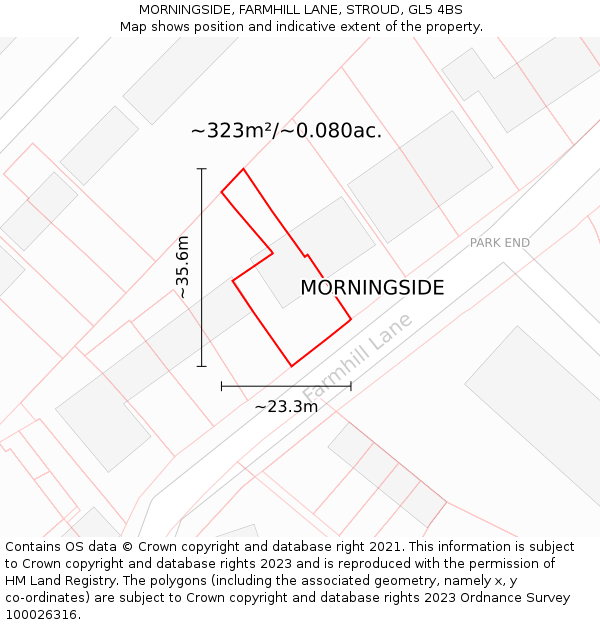 MORNINGSIDE, FARMHILL LANE, STROUD, GL5 4BS: Plot and title map