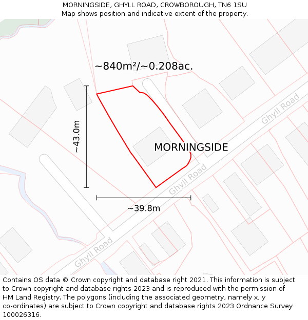 MORNINGSIDE, GHYLL ROAD, CROWBOROUGH, TN6 1SU: Plot and title map