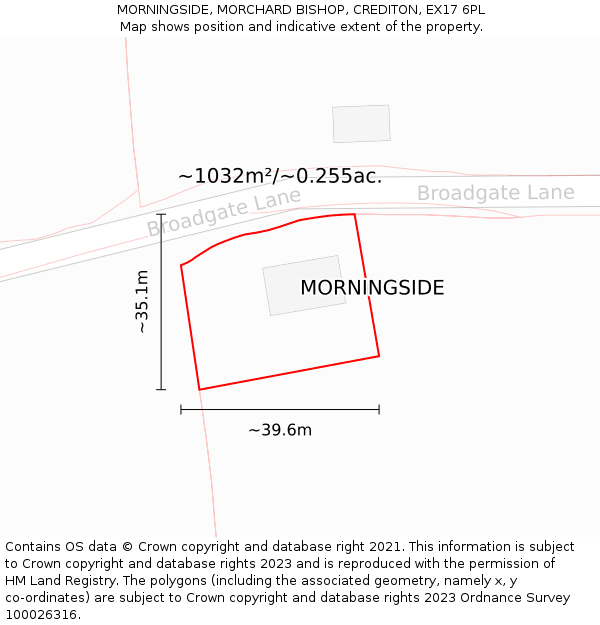 MORNINGSIDE, MORCHARD BISHOP, CREDITON, EX17 6PL: Plot and title map