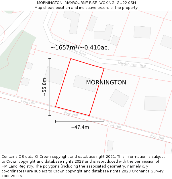 MORNINGTON, MAYBOURNE RISE, WOKING, GU22 0SH: Plot and title map