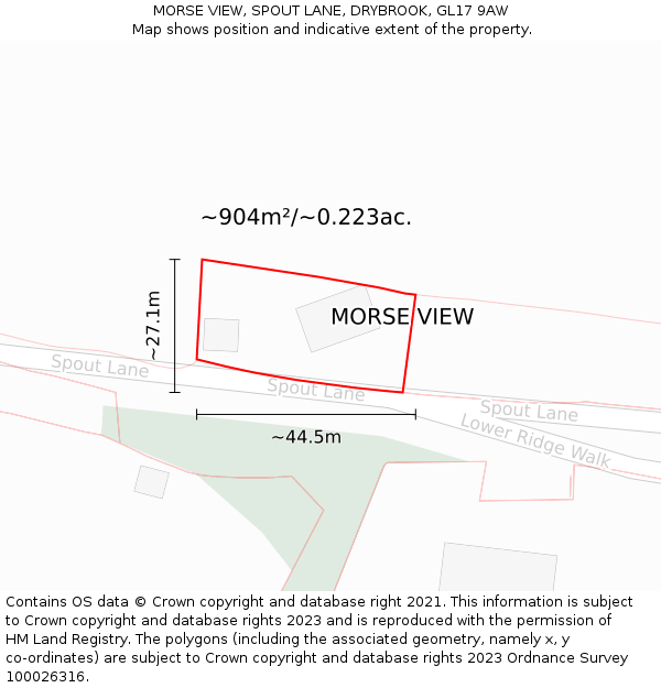 MORSE VIEW, SPOUT LANE, DRYBROOK, GL17 9AW: Plot and title map