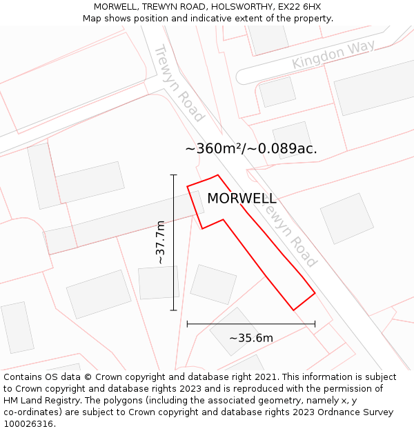 MORWELL, TREWYN ROAD, HOLSWORTHY, EX22 6HX: Plot and title map