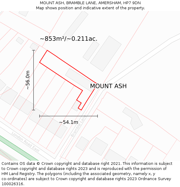 MOUNT ASH, BRAMBLE LANE, AMERSHAM, HP7 9DN: Plot and title map