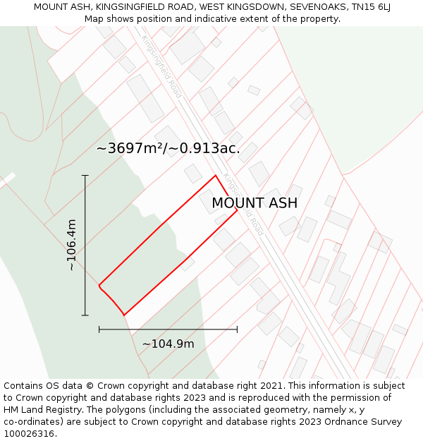 MOUNT ASH, KINGSINGFIELD ROAD, WEST KINGSDOWN, SEVENOAKS, TN15 6LJ: Plot and title map