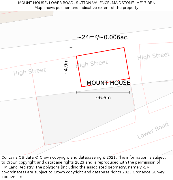 MOUNT HOUSE, LOWER ROAD, SUTTON VALENCE, MAIDSTONE, ME17 3BN: Plot and title map