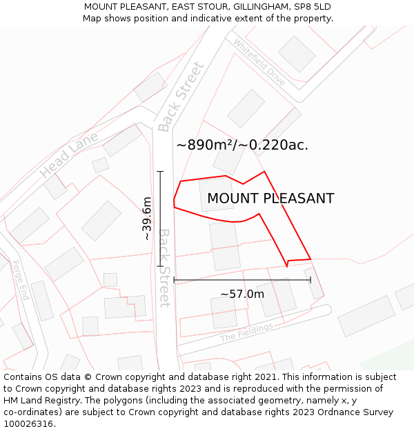 MOUNT PLEASANT, EAST STOUR, GILLINGHAM, SP8 5LD: Plot and title map