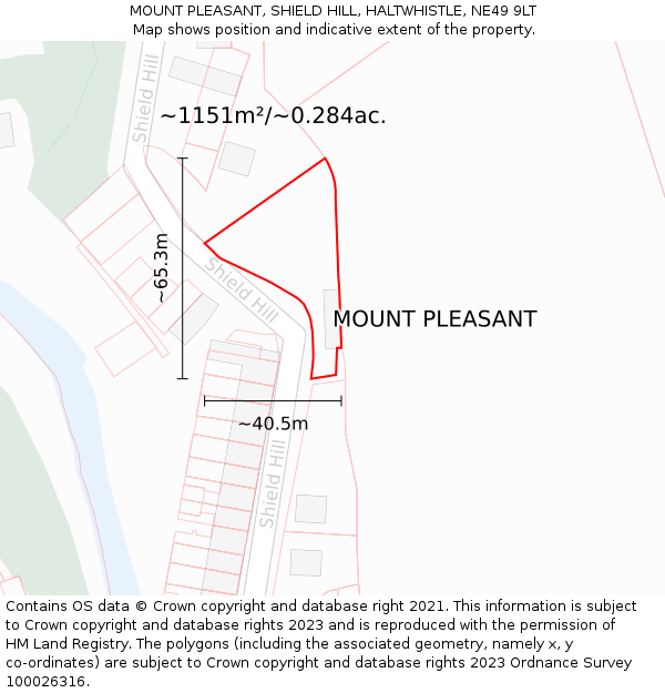 MOUNT PLEASANT, SHIELD HILL, HALTWHISTLE, NE49 9LT: Plot and title map