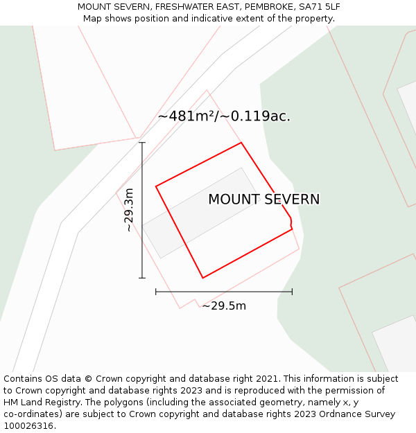 MOUNT SEVERN, FRESHWATER EAST, PEMBROKE, SA71 5LF: Plot and title map
