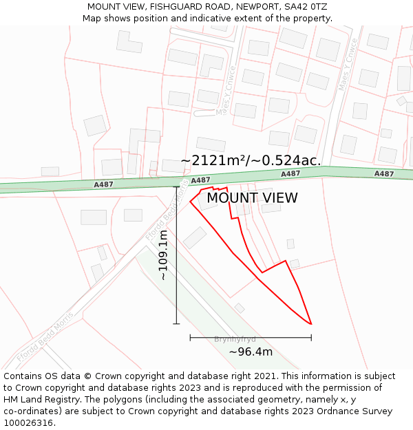 MOUNT VIEW, FISHGUARD ROAD, NEWPORT, SA42 0TZ: Plot and title map